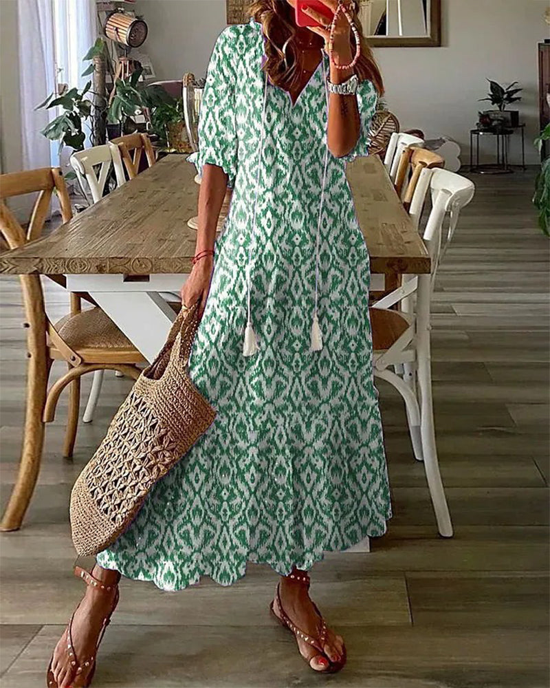Diana - Bohemian Style Print Maxi Dress