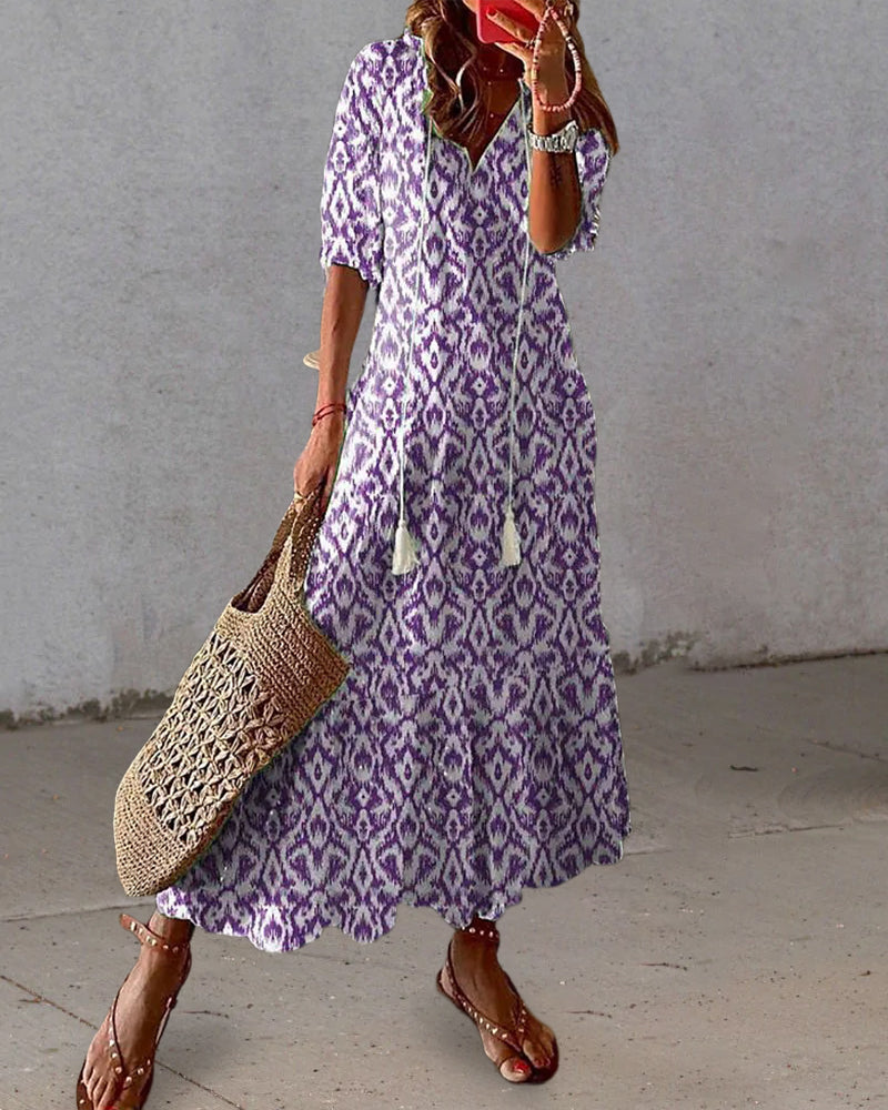 Diana - Bohemian Style Print Maxi Dress