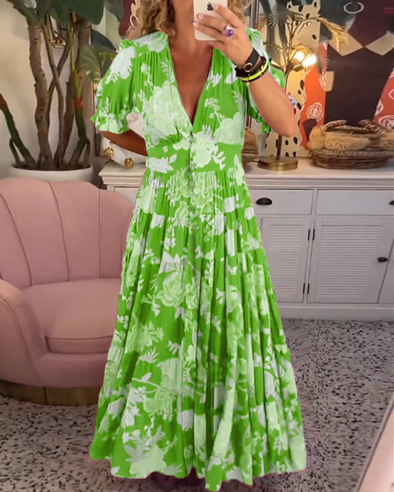 Catrisa - V-Neck Floral Pocket Dress