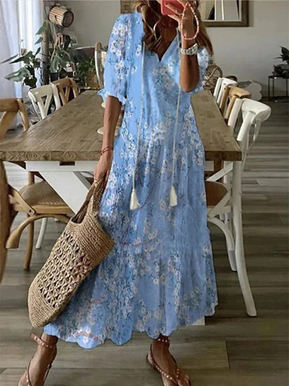 Diana - Bohemian Style Print Maxi Dress