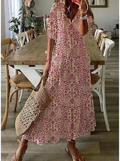 Diana - Bohemian Style Print Maxi Dress