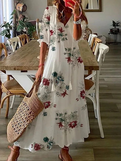 Diana - Bohemian Style Print Maxi Dress