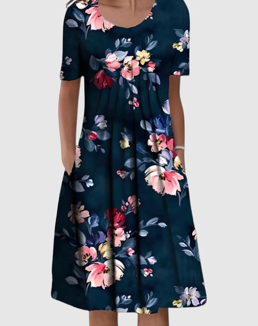 Charlotte | Round Neck Floral Print Dress