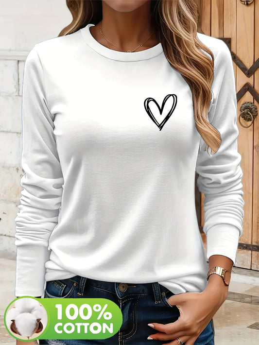 Olivia | Long Sleeve T-Shirt with Heart Print